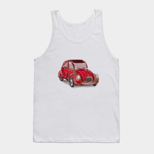 Classic Citroën Deux Chevaux 2CV Loose Sketch - Red Tank Top